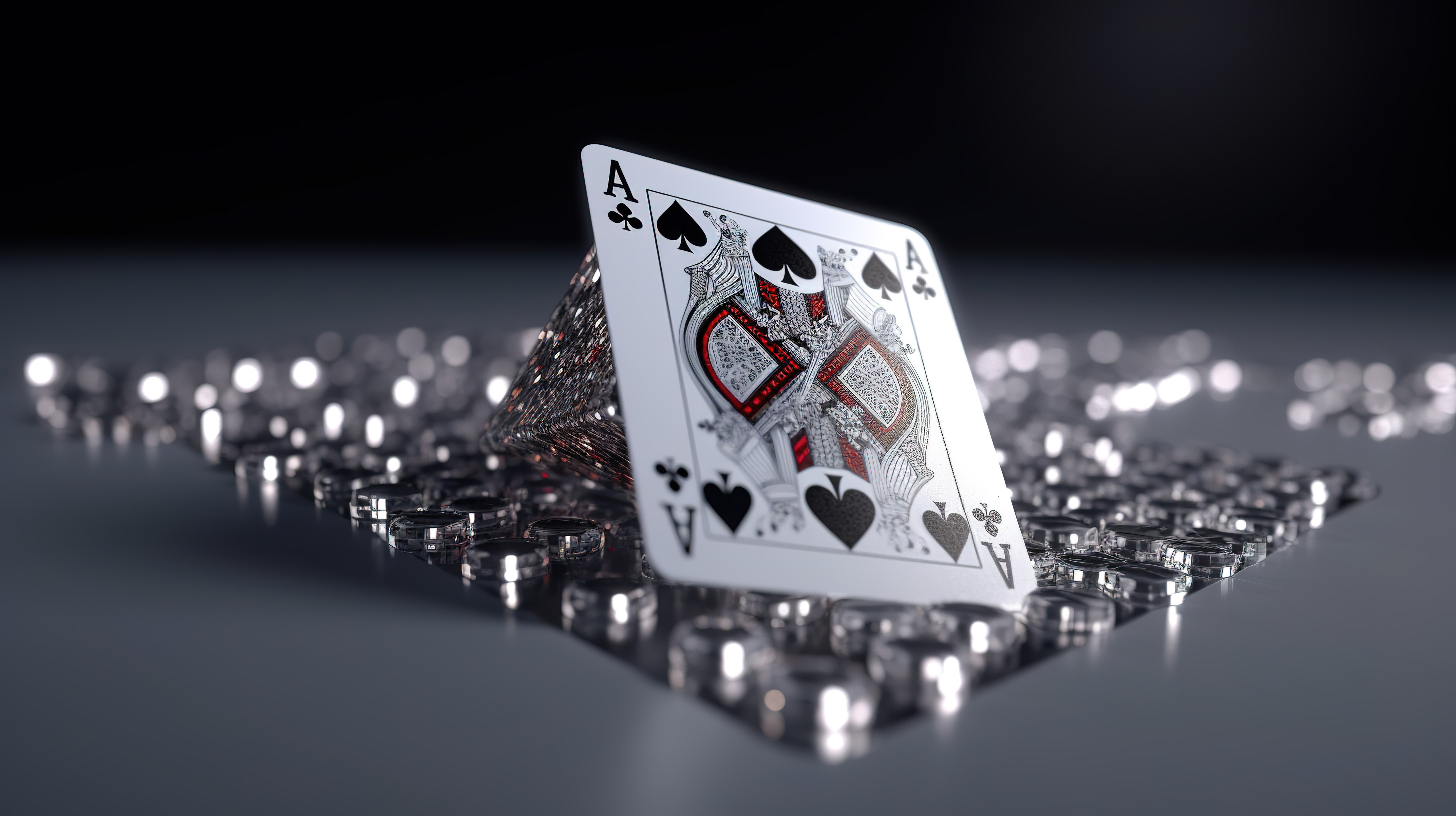 标准尺寸扑克王牌的现代 3D 渲染，采用黑白钻石设计图片