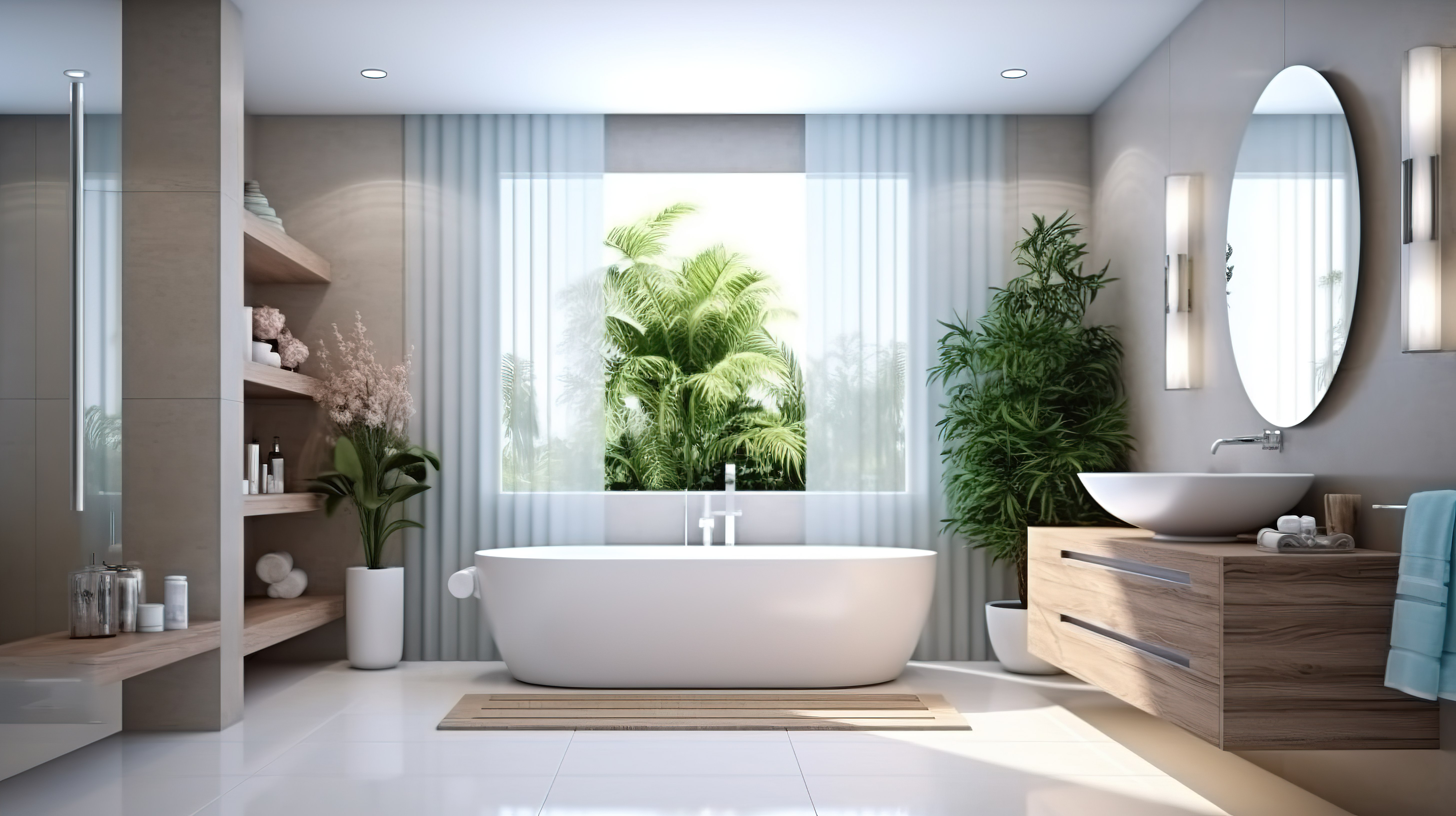 现代浴室设计3D效果图和家具图片