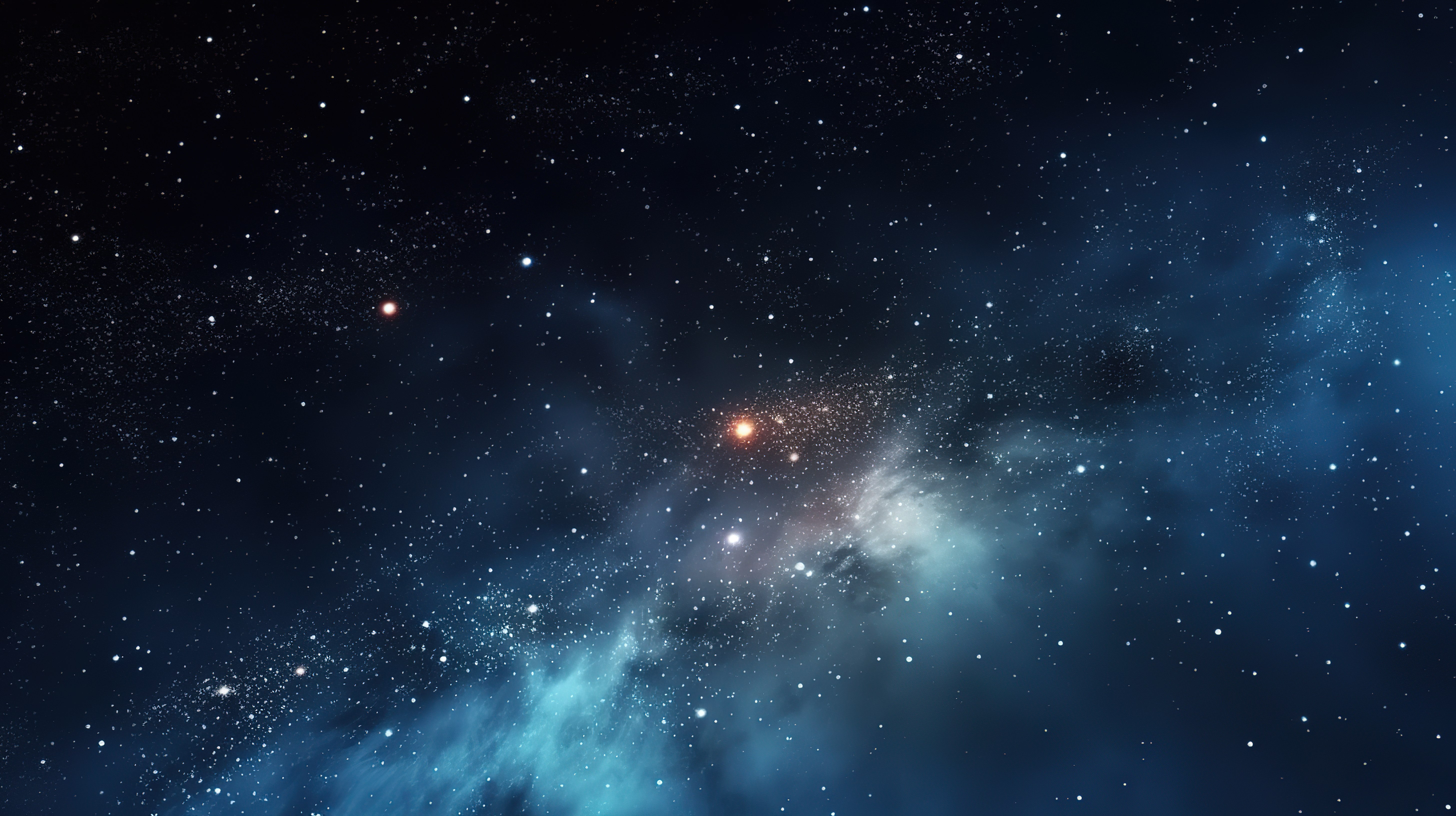 午夜的天空，闪烁着星星和发光的星系，水平背景横幅上有银河系和宇宙的 3D 插图图片