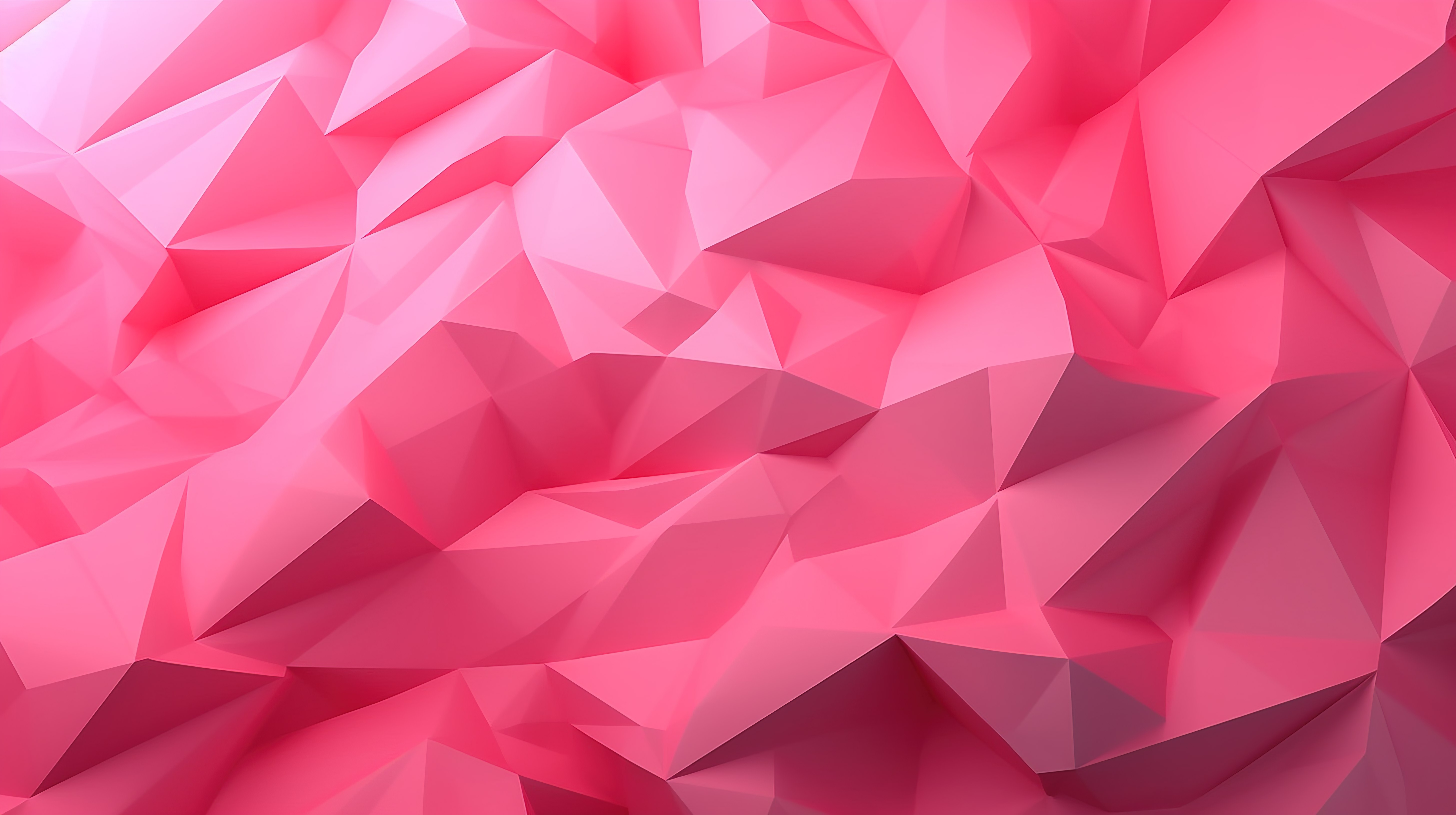 粉红色渐变色调的三角形多边形的 3d 渲染图片