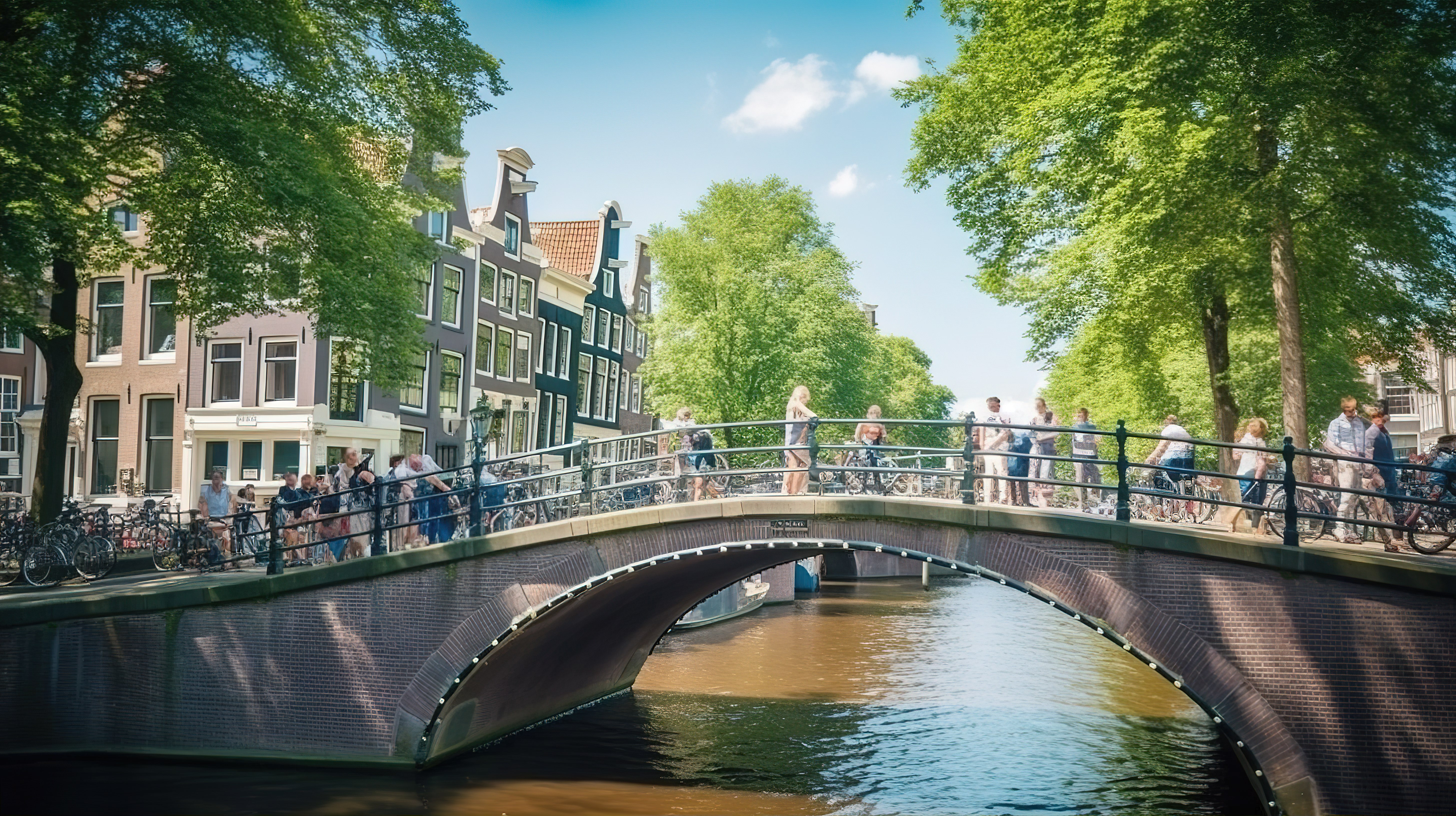 阿姆斯特丹运河桥在阳光明媚的日子 3D 打印标志仅限荷兰行人图片