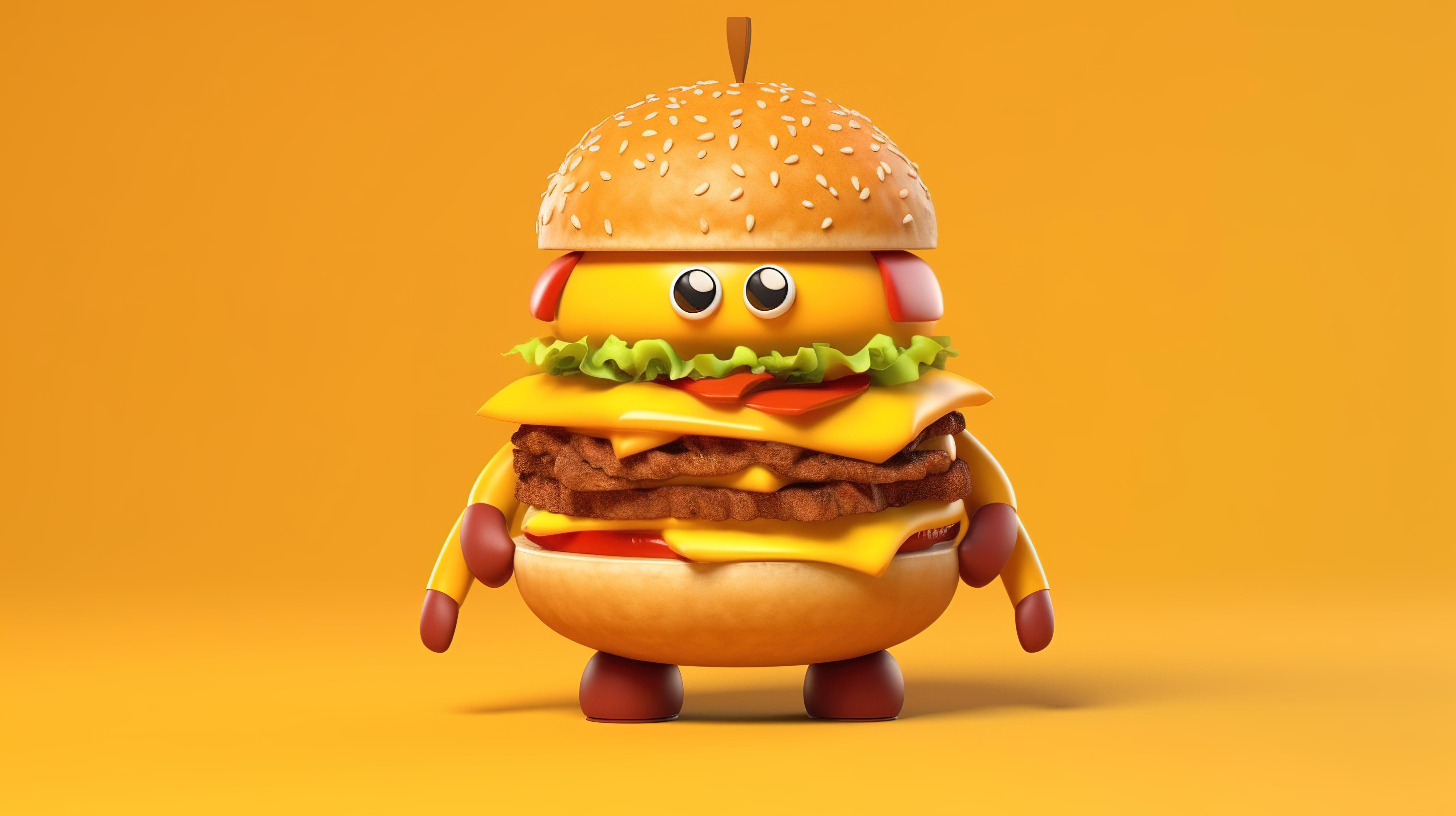 带有汉堡体的快餐超载卡通人物代表 3D 插图中的肥胖问题图片