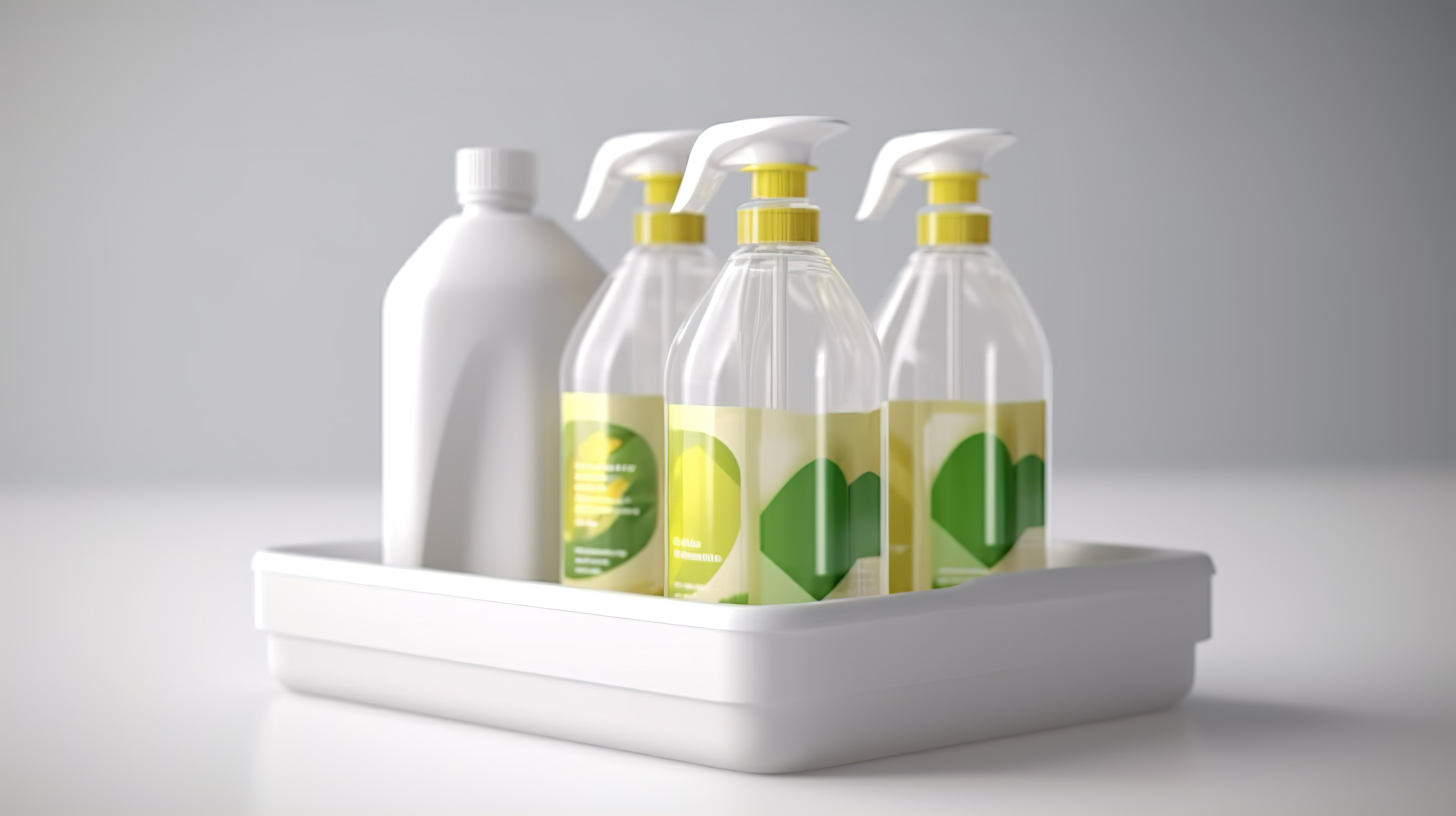 3D 渲染背景展示清洁产品的白色包装图片
