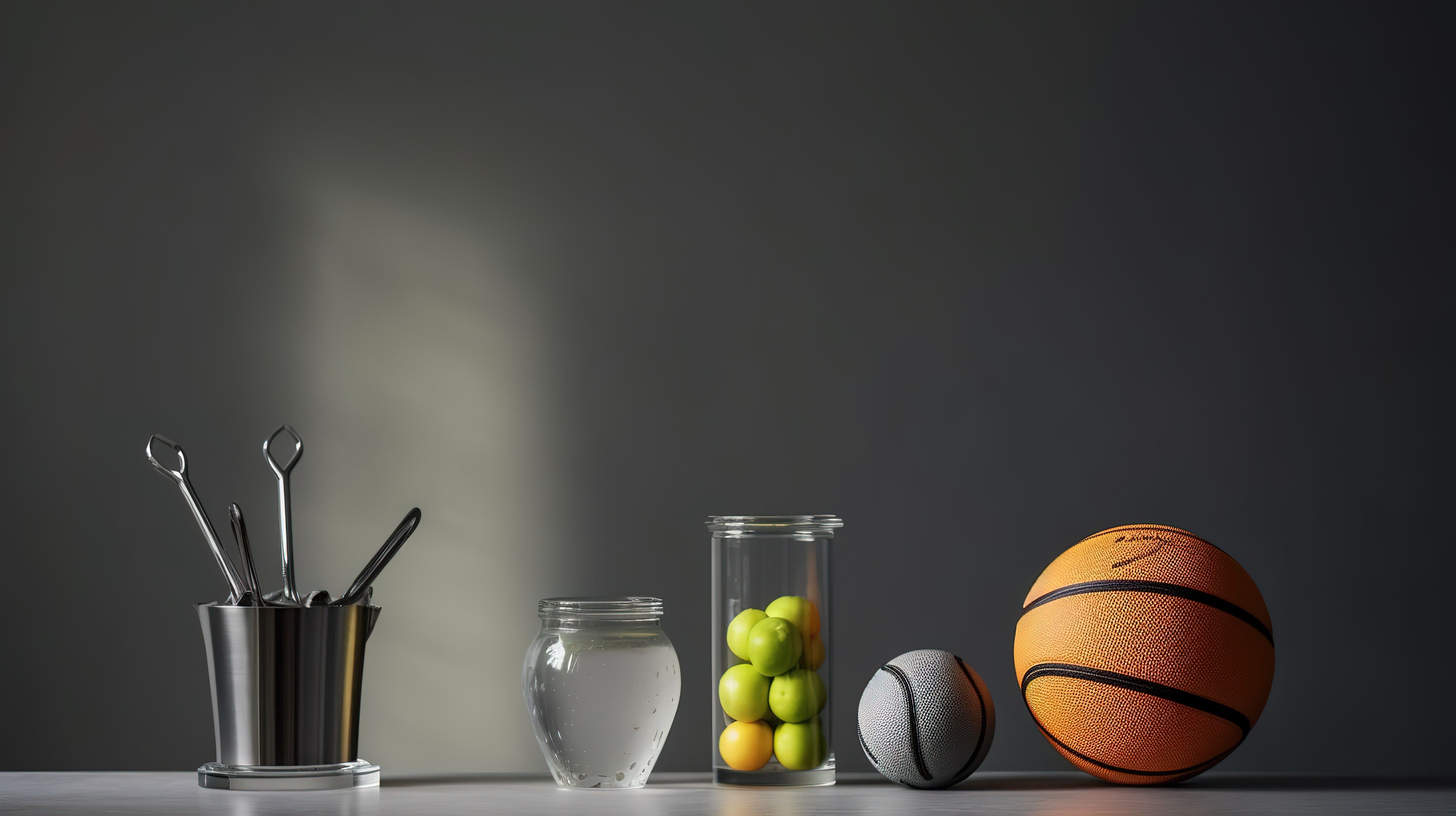 灰墙上篮球的特写 3D 渲染插图象征着最低饮食和健康生活方式概念的运动器材图片