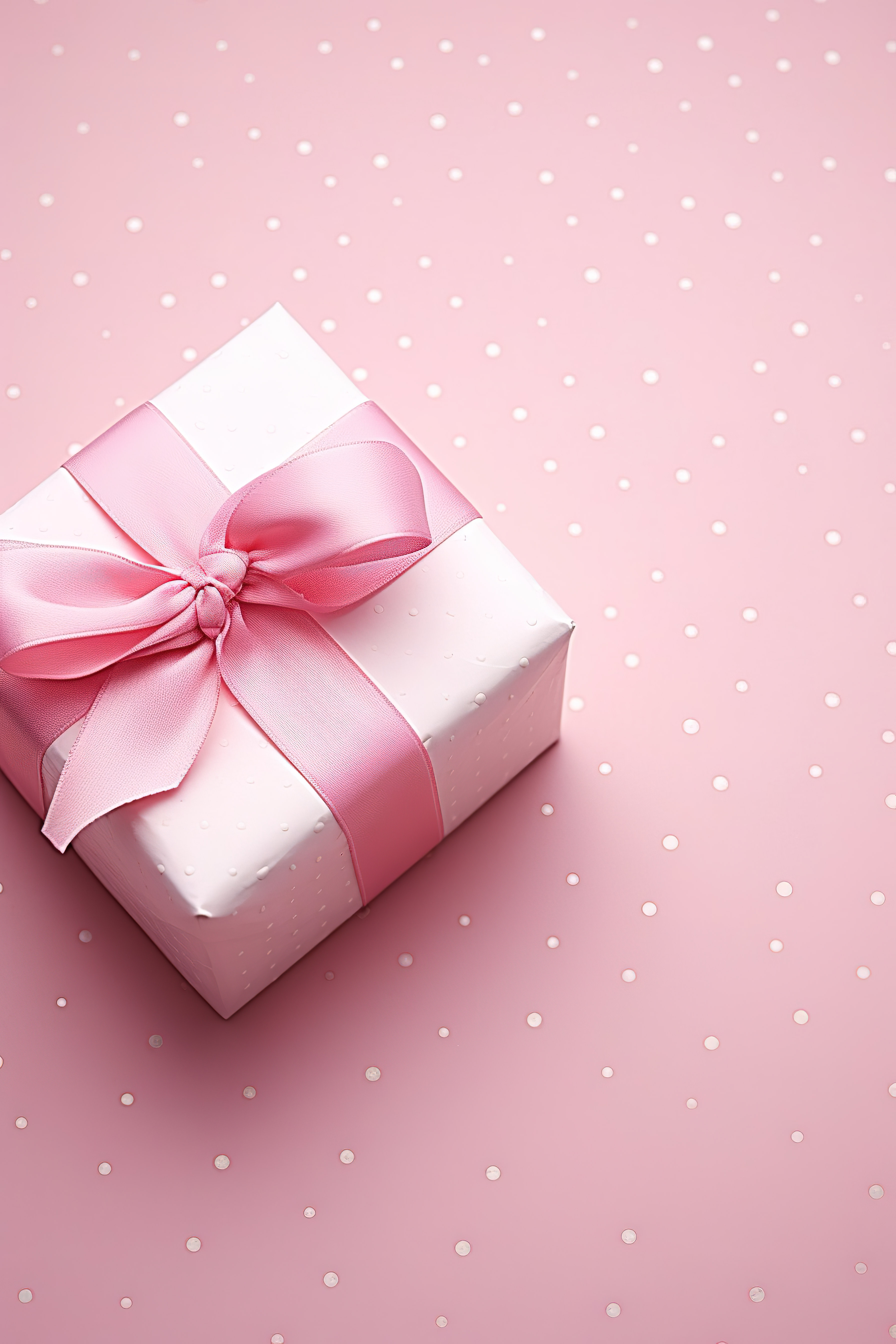 可爱的粉色礼盒和粉色心形图案图片