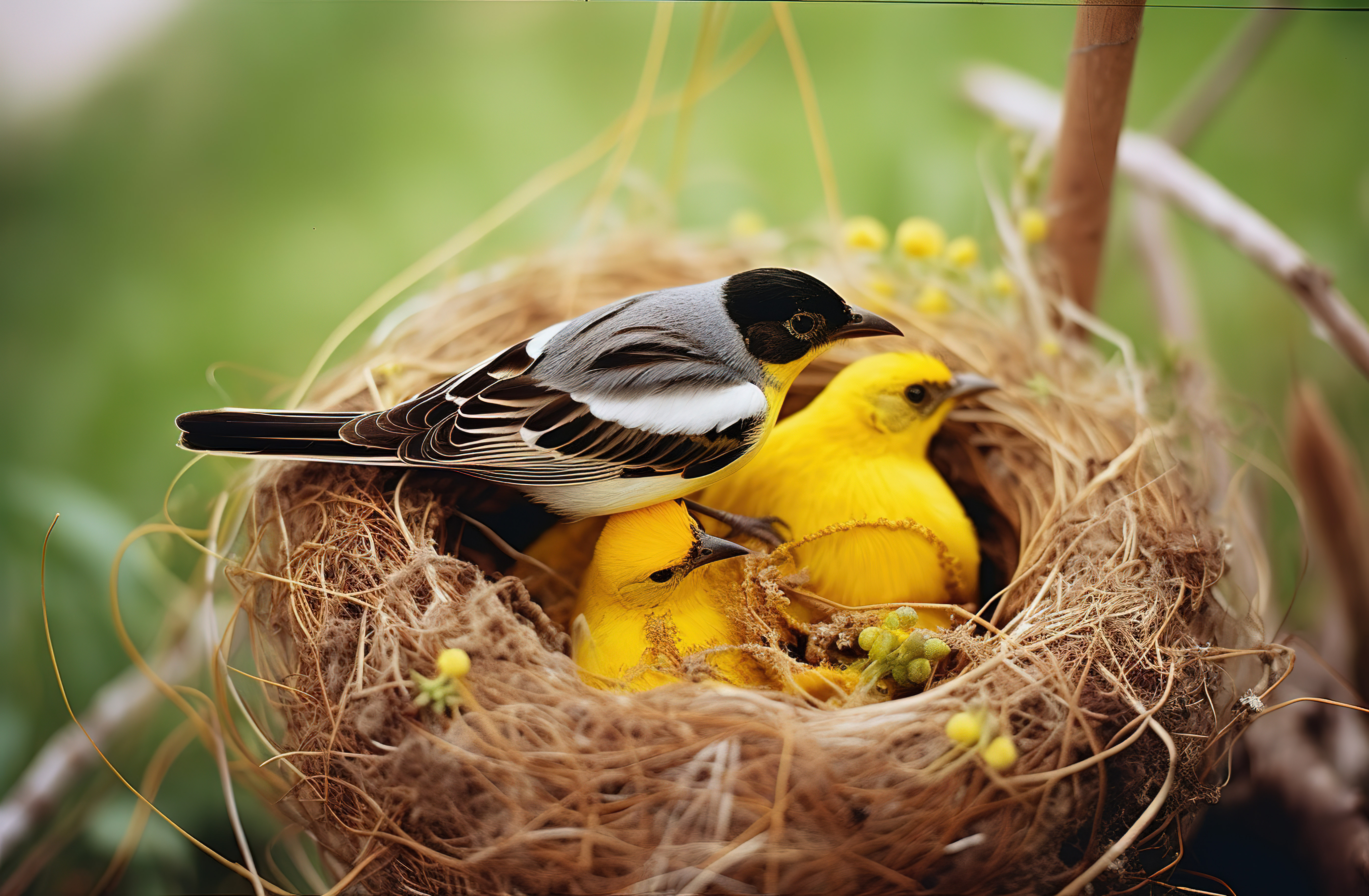 小鸟在巢里吃东西图片