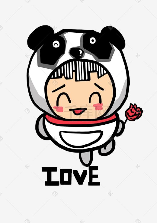 熊猫宝宝Q版卡通角色人物形象聊天表情包love图片