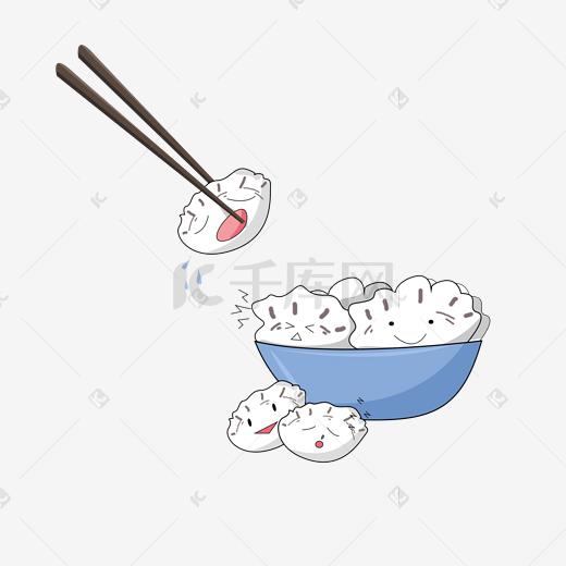 卡通可爱一碗饺子表情包图片
