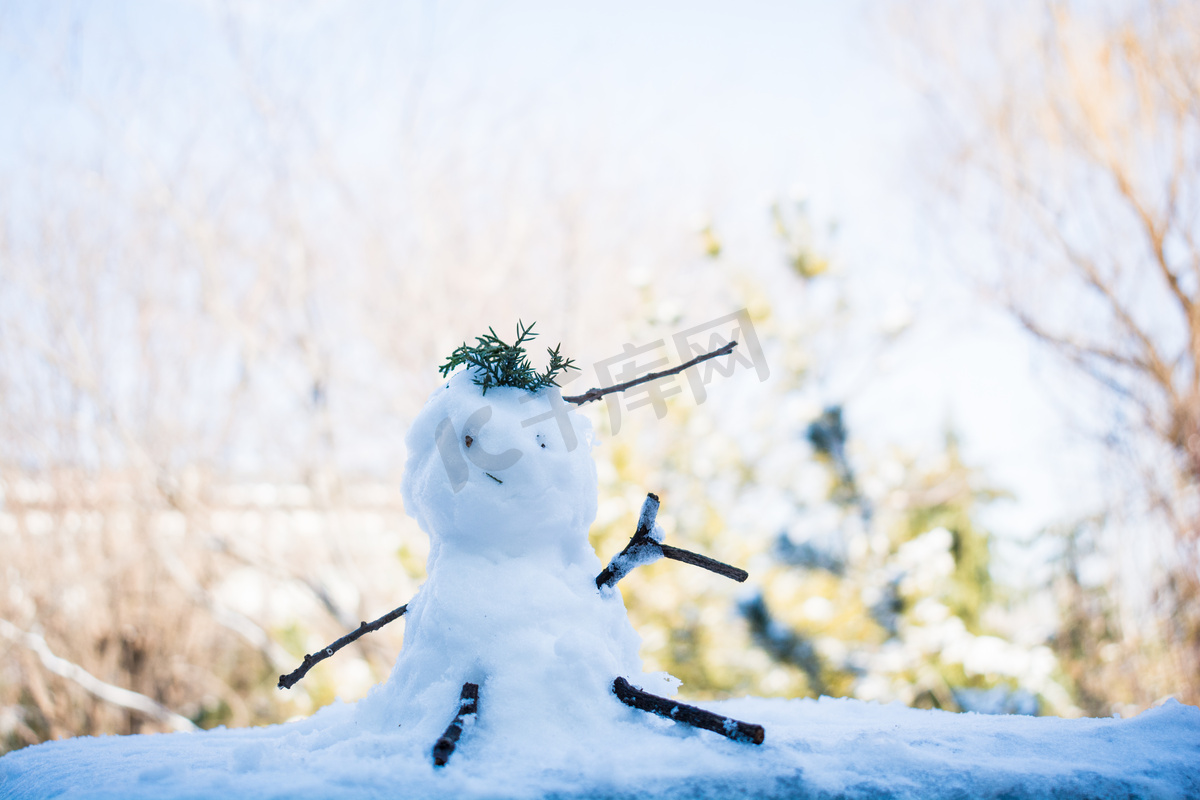 冬天可爱小雪人摄影图图片