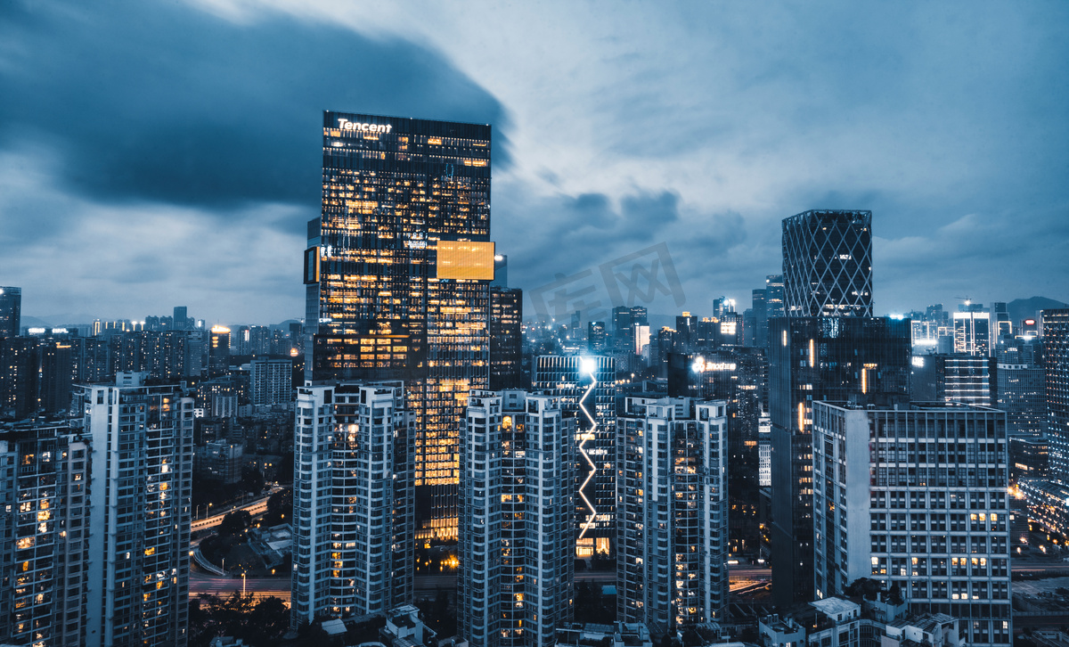 深圳腾讯滨海大厦夜景摄影图图片