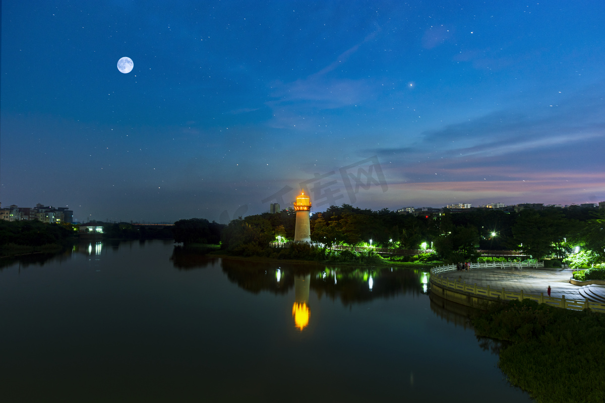 广州花都新雅公园城市夜景摄影图配图图片