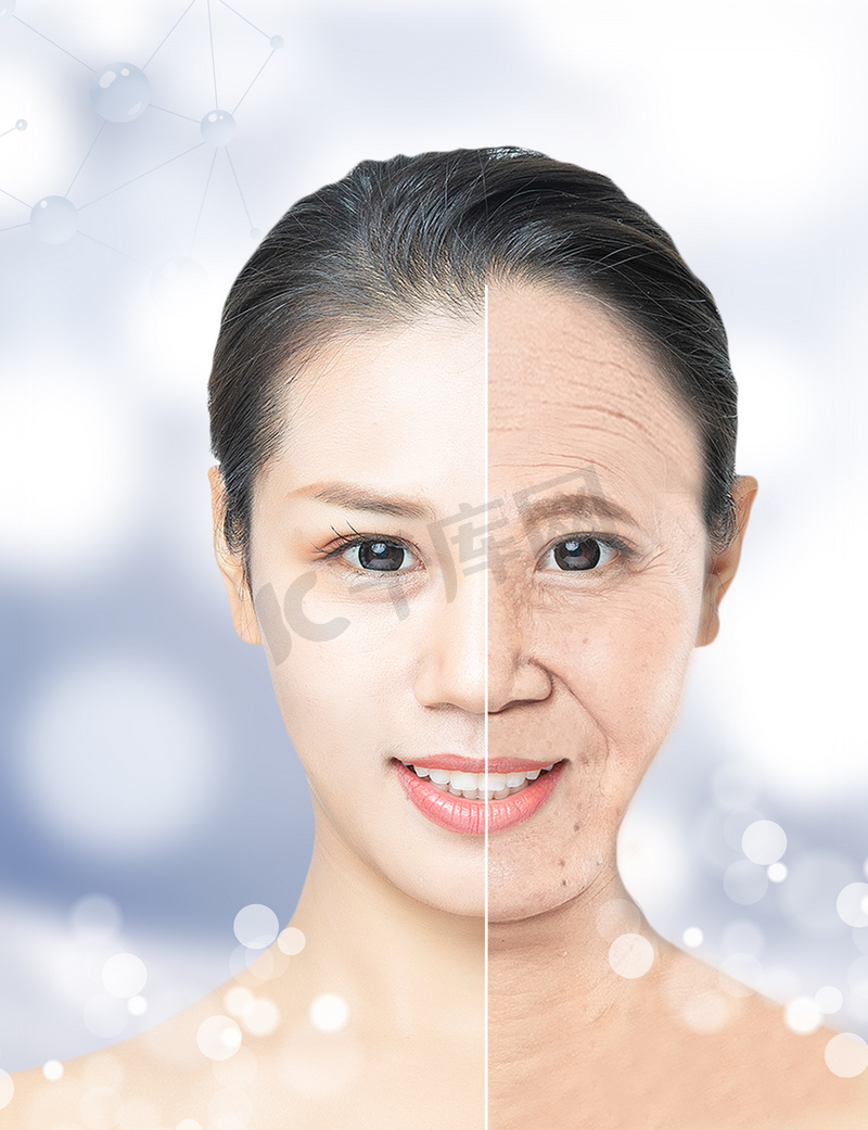 医美皮肤老化对比白天美女皮肤老化医美摄影图配图图片