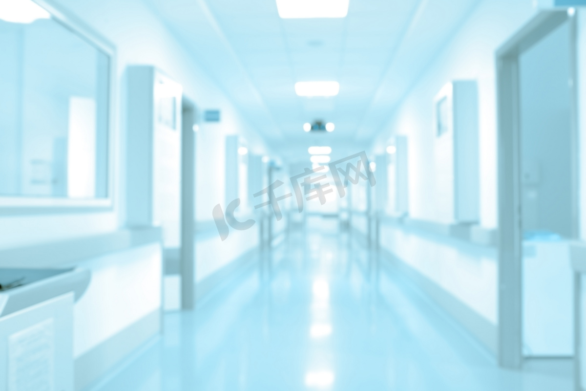 蓝色医院走廊背景住院图片