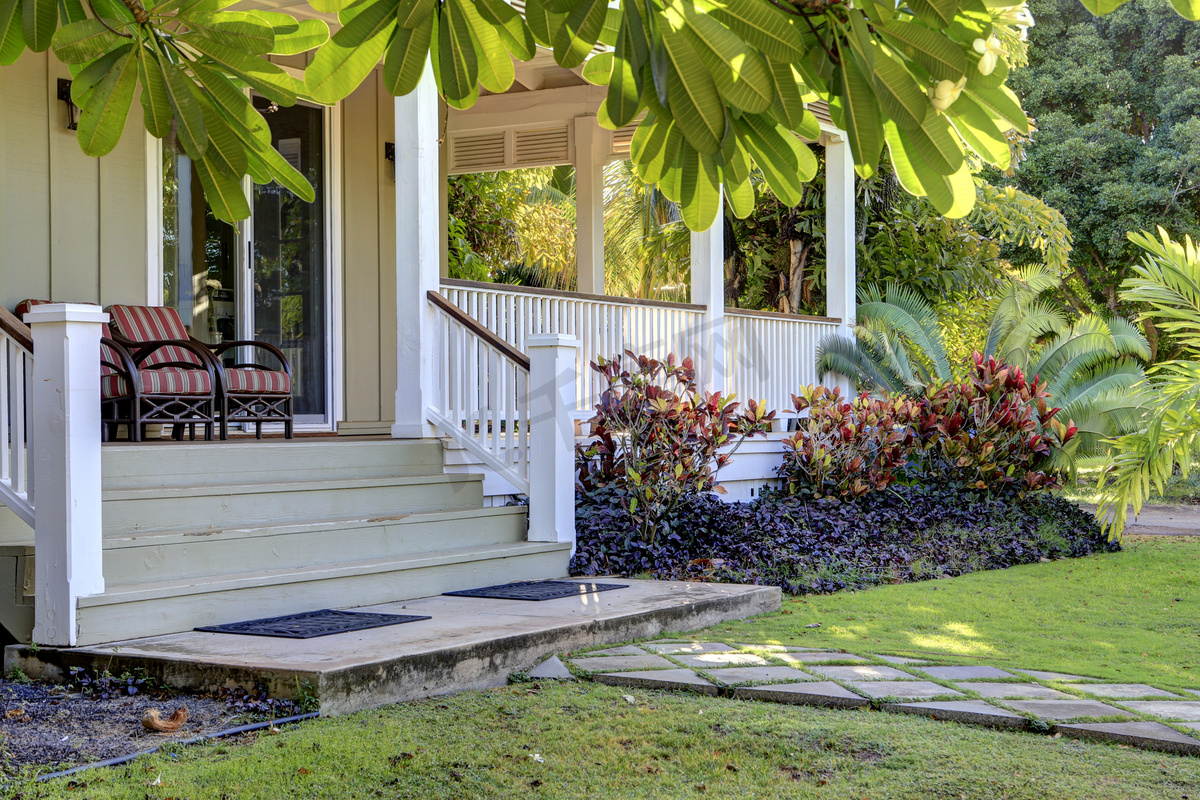 简单的夏威夷房子绿化.图片