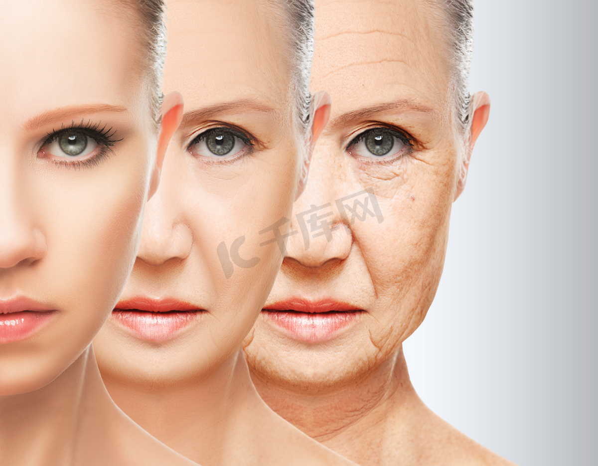 审美观念皮肤老化。抗衰老过程，年轻化，提升、 收紧面部皮肤图片