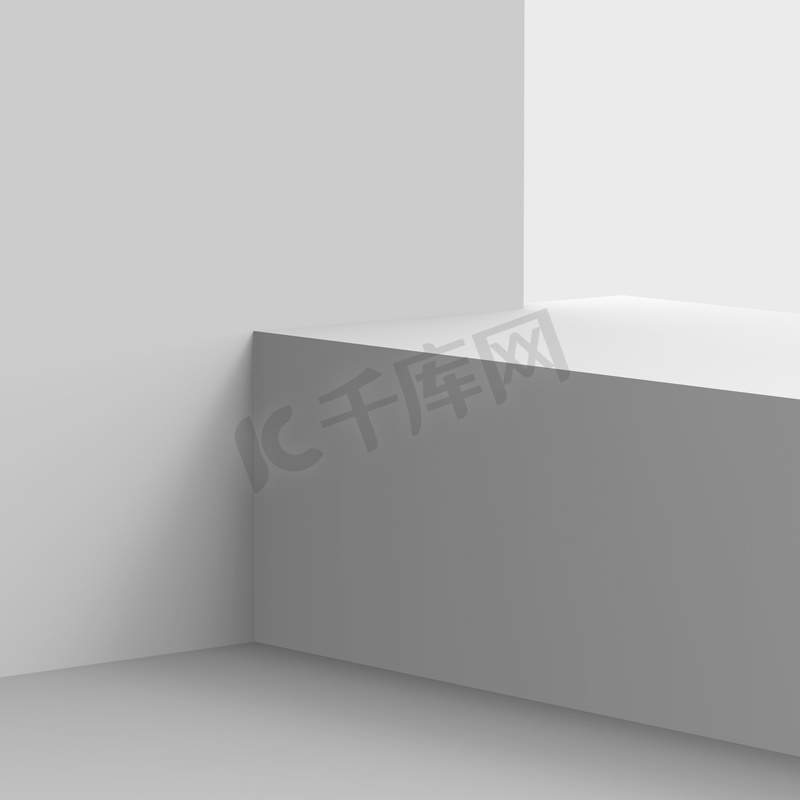 3D灰白色舞台场景最小工作室背景.摘要三维几何形体图解绘制.网上商业产品的展示.图片