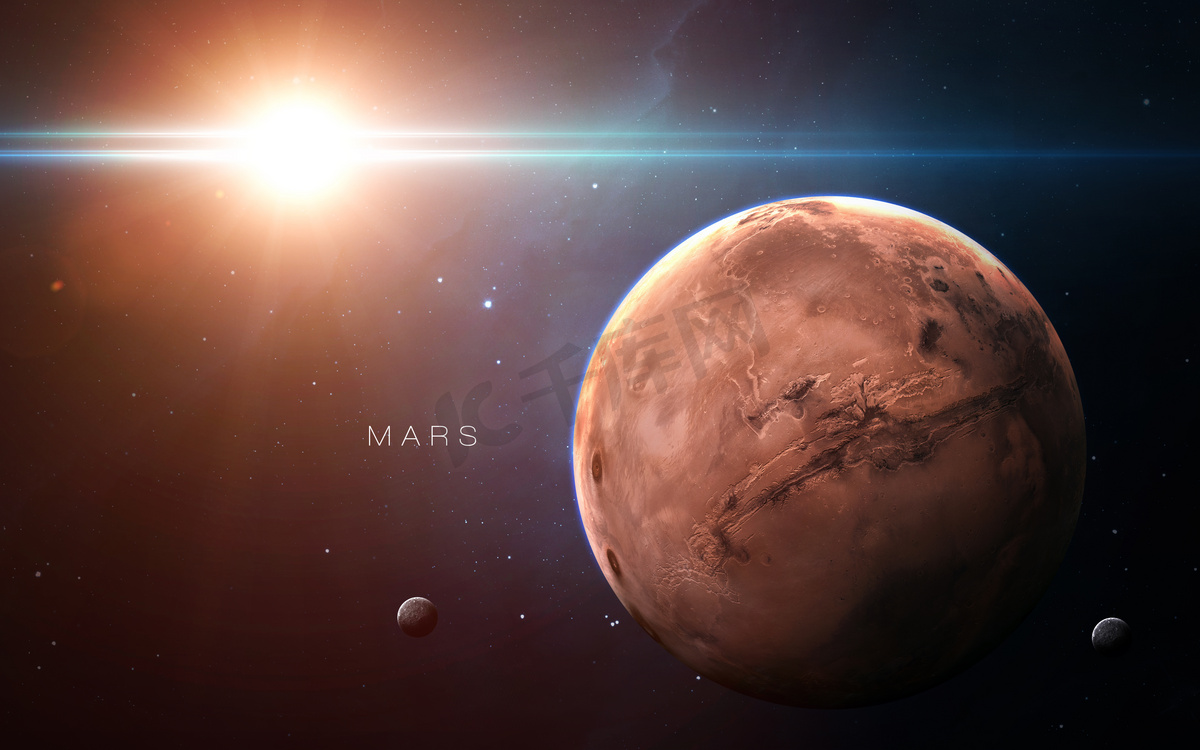 火星-高分辨率3D图像显示了太阳系的行星.这个图像元素由NASA提供.图片