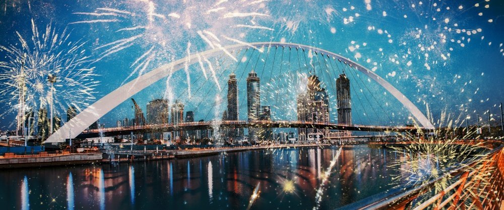 阿联酋迪拜新年庆祝活动燃放烟花图片