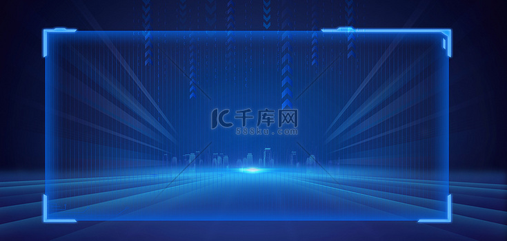科技边框城市蓝色商务