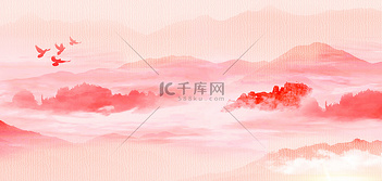 极简水墨山水线条