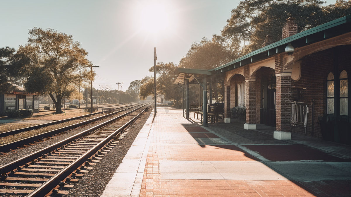 南方小城的火车车站与火车
图片