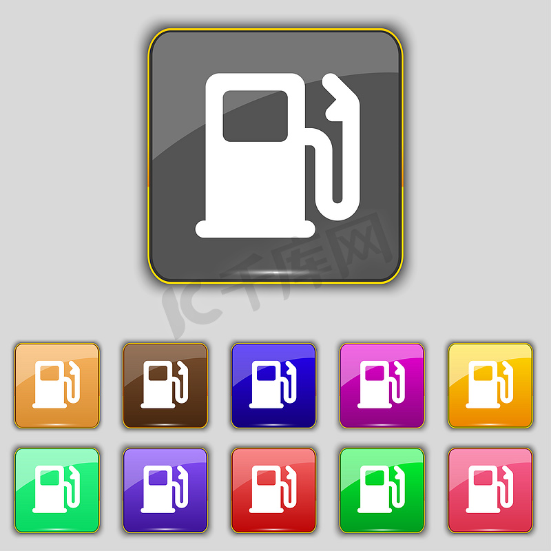 汽油或加油站，汽车燃料图标标志。图片