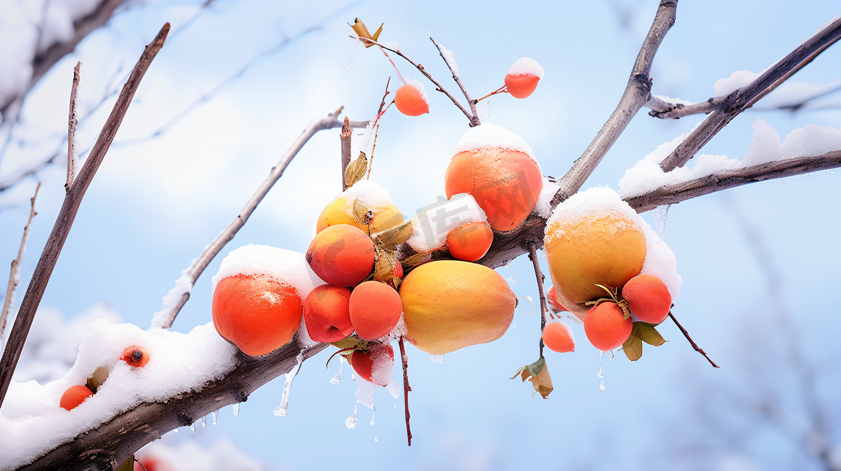 冬季上霜的浆果果实图片
