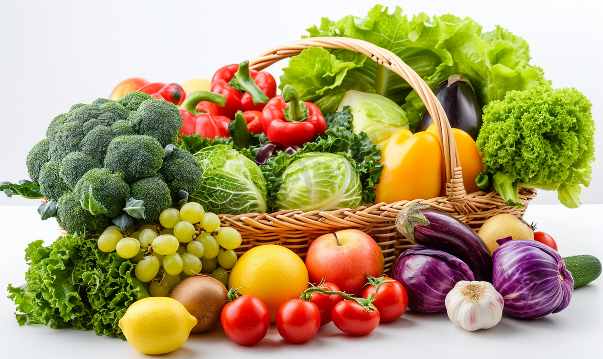 蔬菜水果篮子瓜果水果蔬菜篮子堆果蔬食物图片