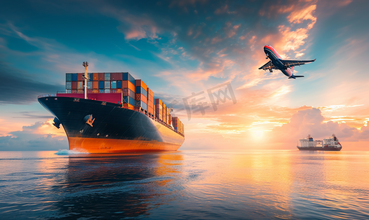 物流国际集装箱船舶货物货机图片