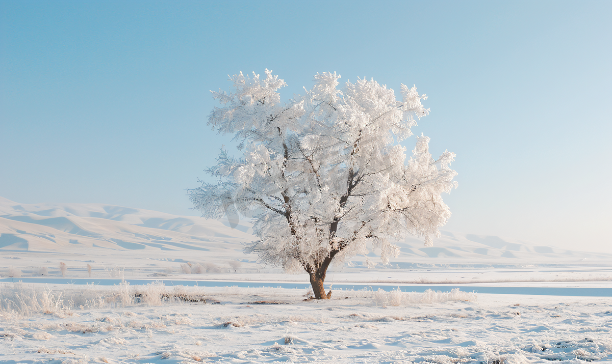 内蒙古冬季树挂雪景图片