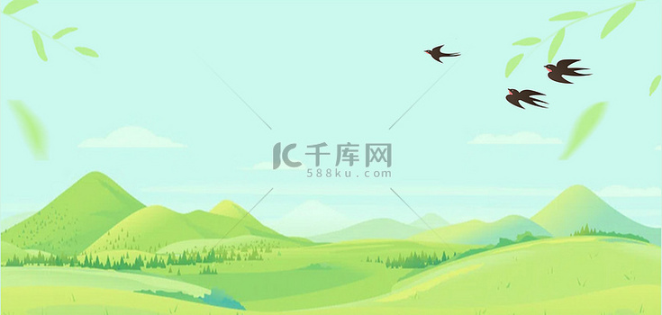 春天各种形象绿色清新生机背景素材