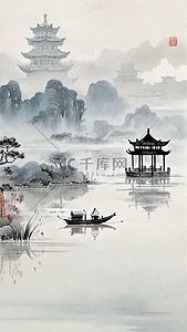 中国风古风水墨山水背景