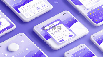 app界面背景素材图片素材_手机紫色界面卡通合成创意素材背景