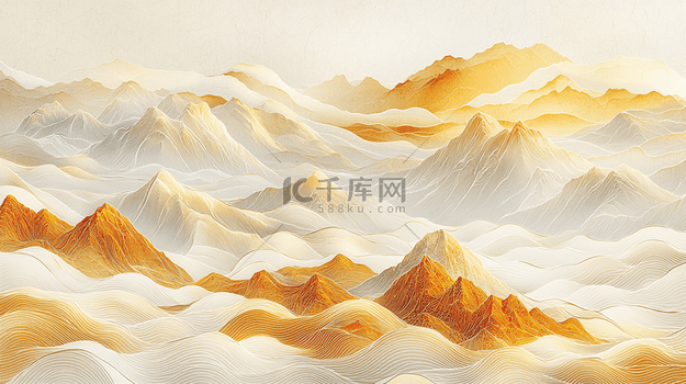 暖色国风高级感山水风景大气背景