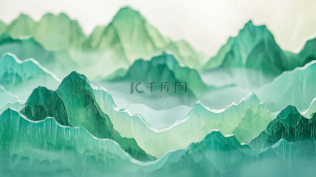 野外简约山川起伏绿色玻璃背景