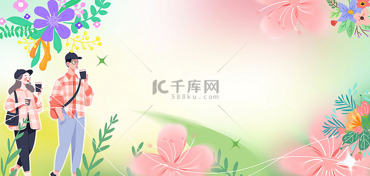 春天赏花彩色弥散风背景