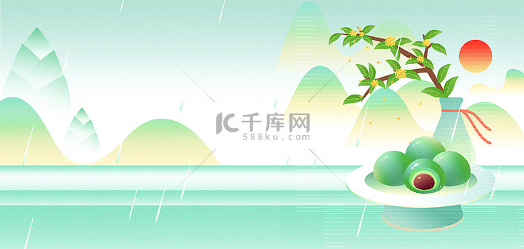 清明清明节浅绿色新中式清明背景