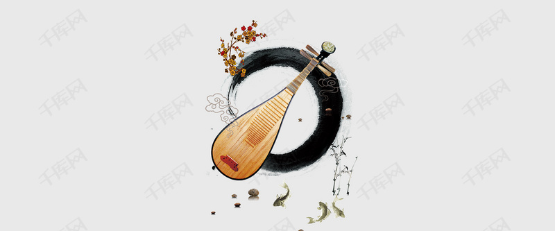 中国风古典琵琶传统文艺水墨背景图片免费下载