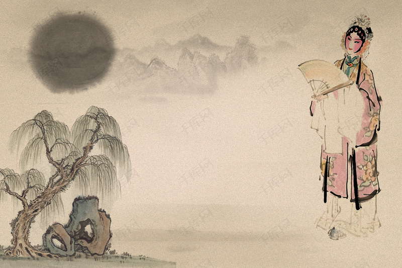 中国风戏剧院传统文化海报背景素材背景图片免