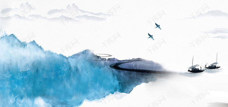 抽象水墨山水家居背景墙卧室装饰画背景图片免