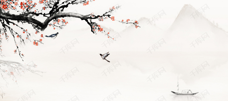 冬至冬季腊梅中国风清新banner背景图片免费下