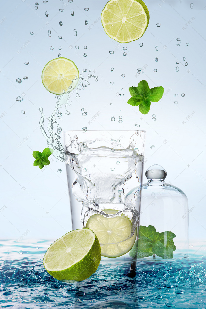一杯柠檬水创意合成饮品广告背景图片免费下载