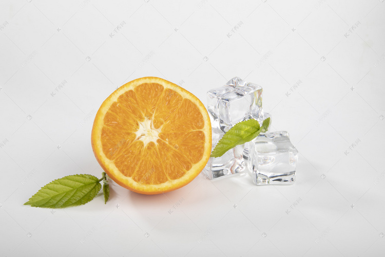 冰块橙子摄影图