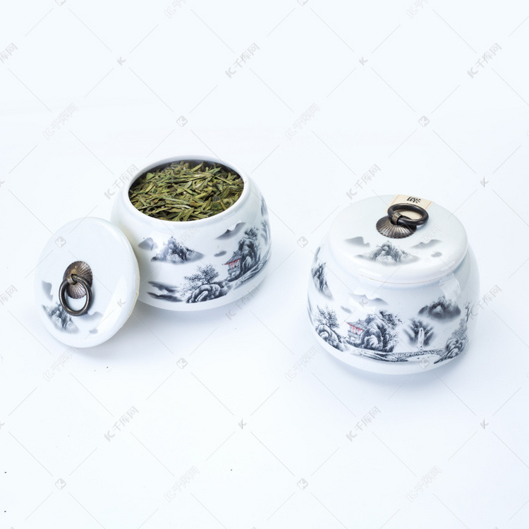 野生铁观音绿茶茶叶茶具摄影图配