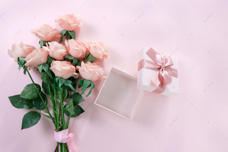 玫瑰花礼盒摄影图