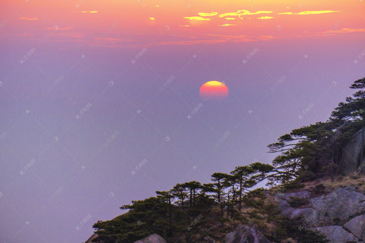 黄山落日风景摄影图