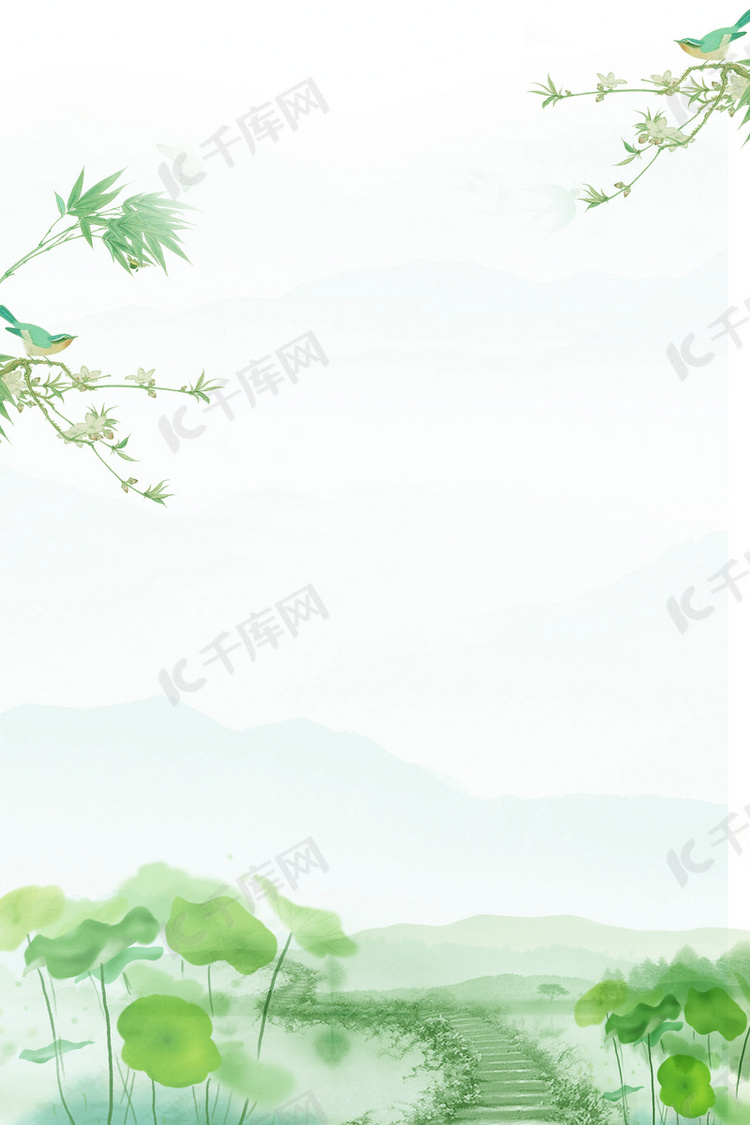 中国风清明踏青谷雨背景春天