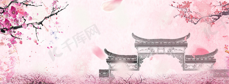 古风仙侠樱花浪漫场景banner