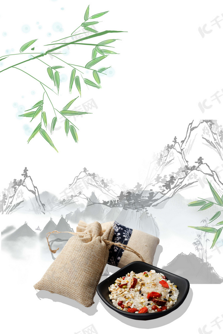 中国风五谷杂粮餐饮海报模板背景