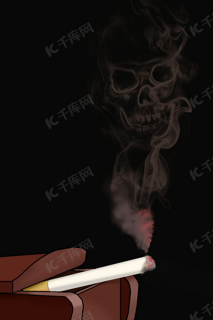 黑色恐怖生命戒烟公益海报背景素